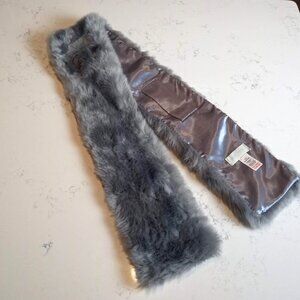 Katie Loxton Grey Faux Fur Satin Oblong Scarf/Wrap